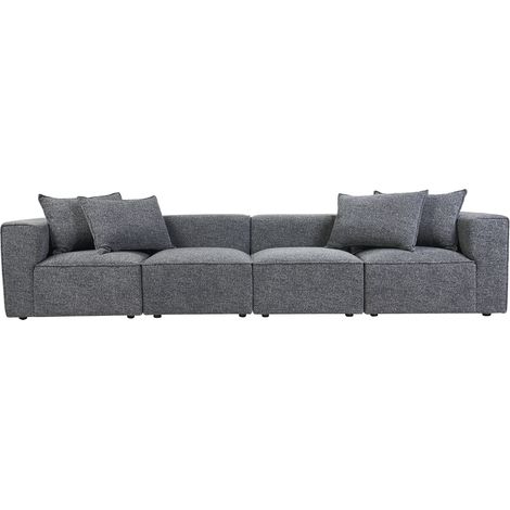 Modulares Sofa mit 5 Sitzen aus meliertem Stoff in dunkelgrau KERRY