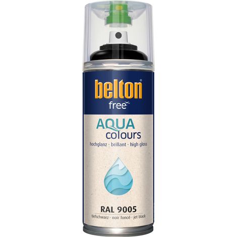 belton free Lackspray AQUAcolours 400 ml tiefschwarz hochglanz Wasserlack (1/3)