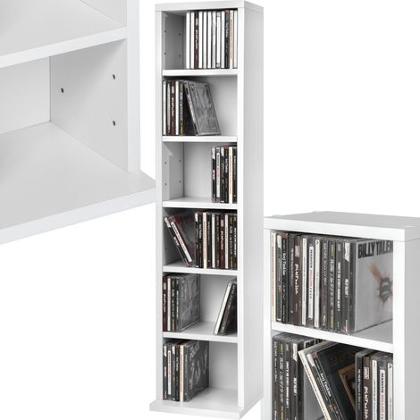 Étagère DVD CD panneau de fibres réglable 90x21x20cm blanc