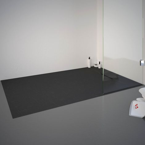Schulte – Receveur de douche à poser 90 x 140 cm – Effet pierre anthracite – Ultra léger – Recoupable – Norme DIN 51097 classe B