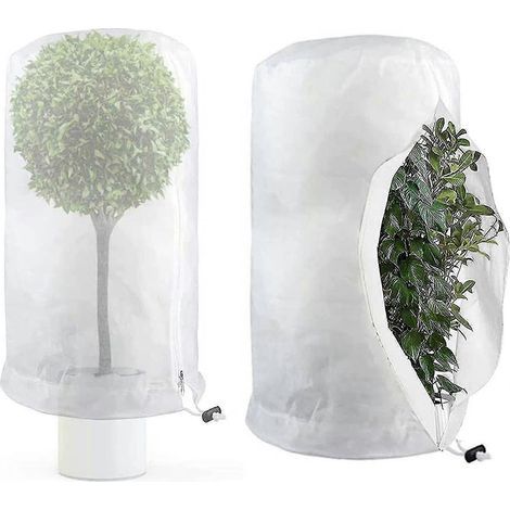 Lot de 2 protections hivernales pour plantes, protection contre le gel, grand sac pour plantes en pot, 60 x 80 cm (1/5)