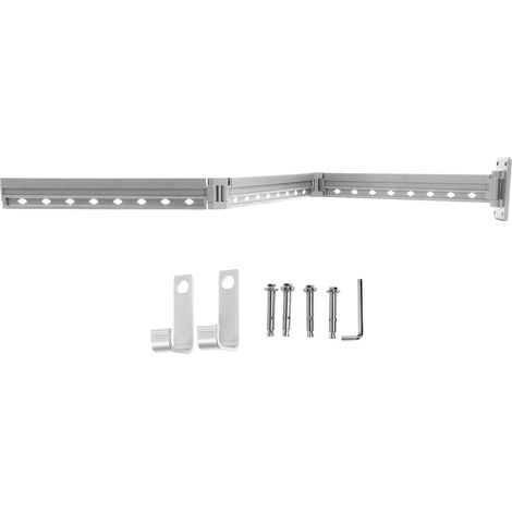 Étendoir à linge mural rétractable Aluminium spatial Antivent Compact 48cm Argent pour Balcon Salle de Bain (1/5)
