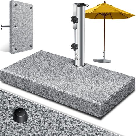 KESSER® Supporto per ombrellone in granito con tubo in acciaio inox  Base per ombrellone di alta qualità da 30 kg - per aste di ombrelloni fino a 16-48 mm  Maniglia di trasporto inclusa  Grigio / rett (1/5)