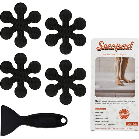 Adhesivos Antideslizantes Para Bañera - 24 Unidades De 8 Cm De Diámetro - Para Bañera Ducha Azulejos - Con Espátula (1/5)