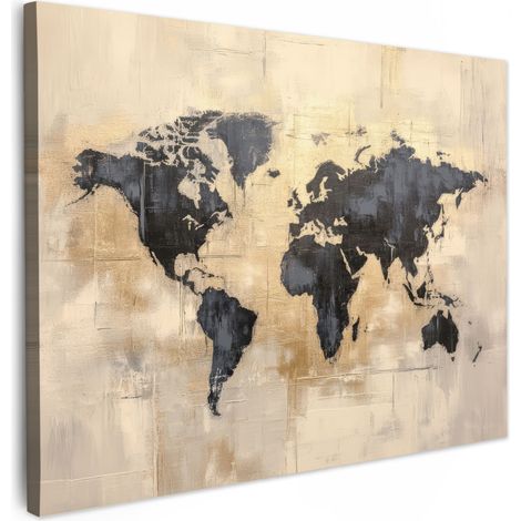 Canvas Print World map - Gold - Black - Abstract 80x60 cm