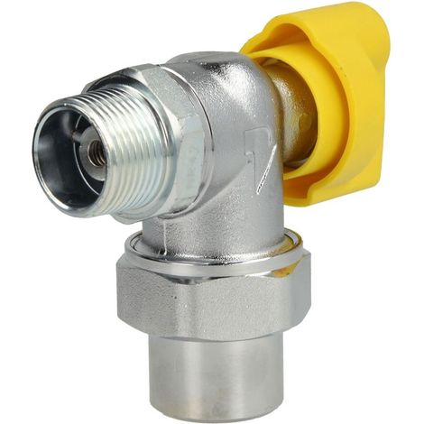 Robinet à bille de raccordement gaz 3/4 équerre avecvanne de sécurité TSV chromé