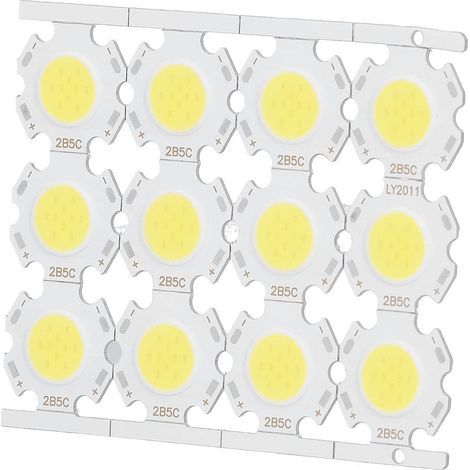 Puces LED 12 Pièces, Composant émetteur de Lumière COB 5W 15-17V pour Projecteurs de Bricolage Downlight Plafonnier(White Light) (1/5)