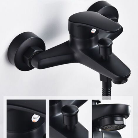 Robinet de baignoire noir mitigeur robinet de douche épaissi robinet (1/5)