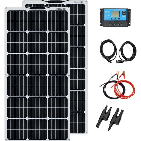 Panneau Solaire, Haute Efficacité, Design Flexible, Kit de panneau solaire de 200W (1/2)