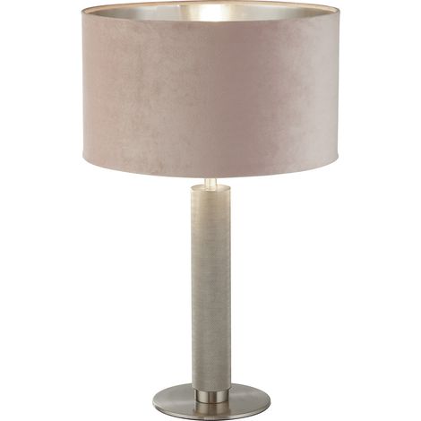 Lampada da tavolo London - Paralume in velluto rosa e argento satinato zigrinato (1/5)