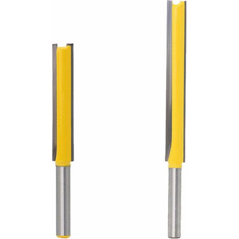 Set aus 2 Fräsern, 6,35 mm (1/4 Zoll) Schaft, 9,5 mm (3/8 Zoll) Durchmesser, zweischneidiger gerader Fräser für die Holzbearbeitung.