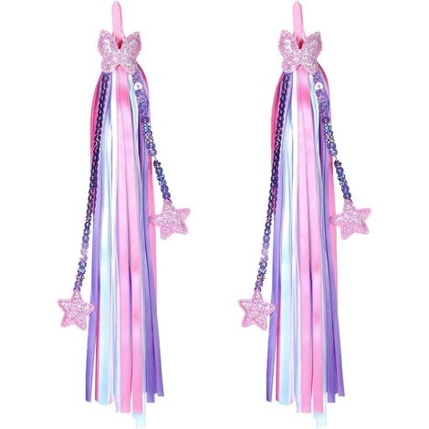 Guirnaldas para bicicletas infantiles (juego de 2) – Con mariposa y estrellas brillantes, para el manillar (1/4)