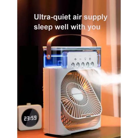 Ventilateur portable, climatiseur, ventilateur électrique USB, veilleuse LED, humidificateur d'air 3 en 1 pour la maison (1/5)