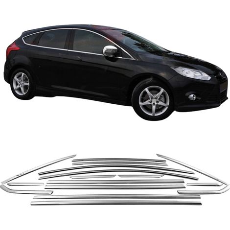 Listelli decorativi per finestrini laterali in acciaio inox cromato Ford Focus Mk3 2011-2017 (1/5)