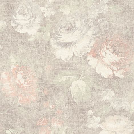 BRICOFLOR Papier peint fleur vintage intissé | Papier peint romantique gris & blanc | Papier peint grosses fleurs effet ancien chambre & salon - 10,05 x 0,53 m (1/5)