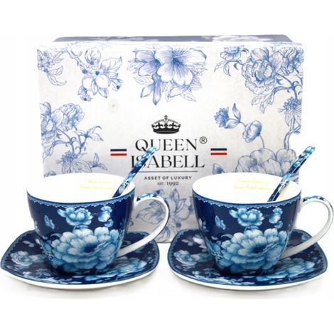Porzellantassen-Set 250 ml als Geschenk in einer Box - Kobaltrosa (1/4)