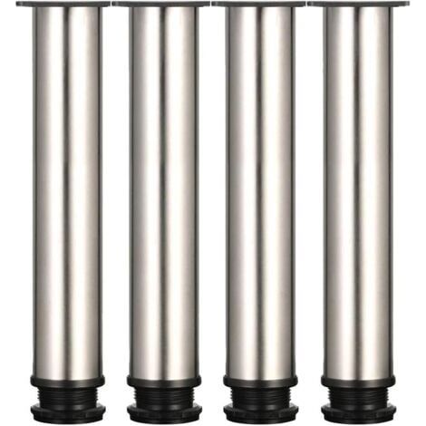 4 pieds réglables - hauteur 250 mm, pieds de meuble épais, hauteur réglable 0-15 mm, pieds de table, pieds de meuble, acier inoxydable brossé - vis en acier inoxydable incluses (1/5)
