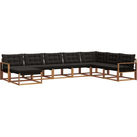 Outdoor Sofa Set with Cushion 8 pcs Natural and Black vidaXL (1/5)