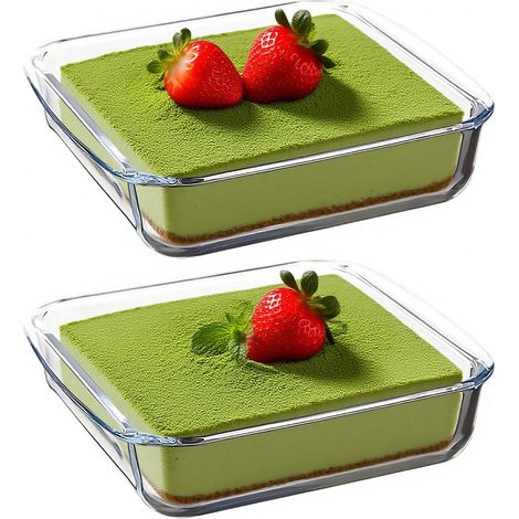 Lot de 2 petits moules carrés en verre borosilicate résistant à la chaleur jusqu'à 400 °C pour friteuse à air chaud, four, four à micro-ondes, 16 x 16 x 4 cm