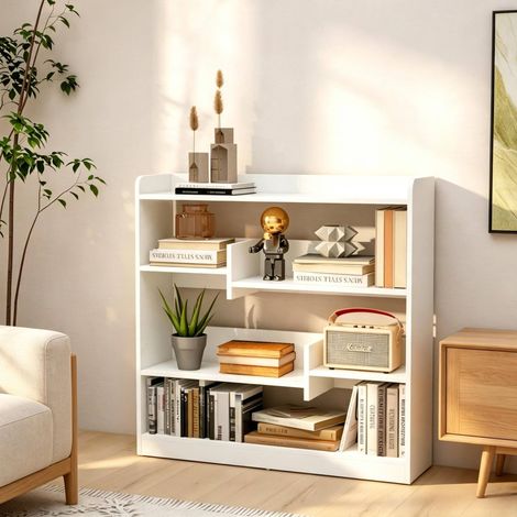 Mobile contenitore, libreria aperta a 4 ripiani, 90 x 24 x 91 cm, bianco, HAVRYA (1/5)