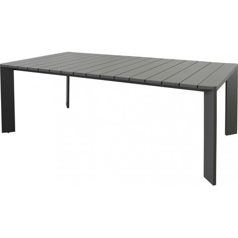 Tavolo fisso da esterno giardino in alluminio antracite 200x100 cm con piedini regolabili Malen (1/5)