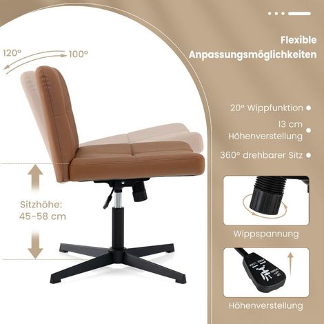 Silla de oficina sin reposabrazos silla de escritorio con asiento amplio y reposabrazos mecedora de piel sintetica para oficina en casa marron