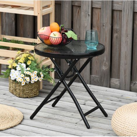 tavolo soggiorno 45x50 pieghevole vetro nero OKMYHOME (1/3)
