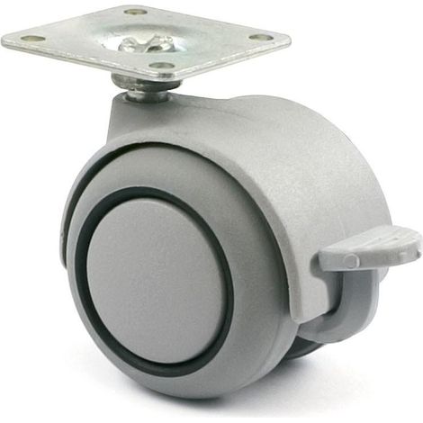 rueda giratoria onix aro de goma ø50 gris plástico fr- banda rodadura de goma, aro central negro