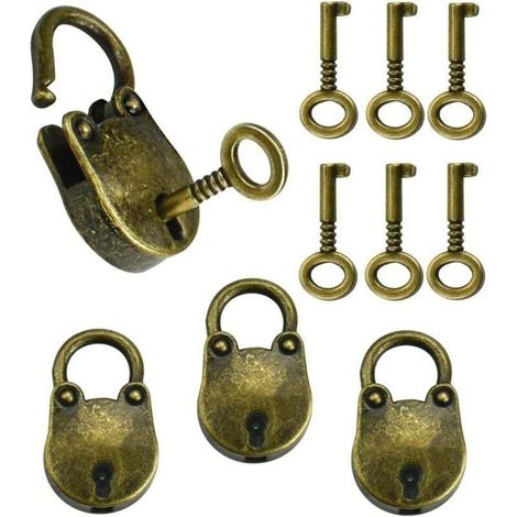 3 PCS Cadenas Vintage en Alliage de Zinc 35 21 cm Cadenas de Forme d'Ours Antirouille Mini Cadenas Vintage Robuste avec 6 Clé pour Petits Bagages (1/4)