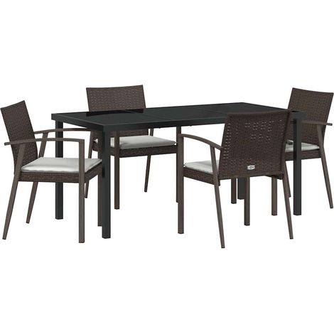 Maison Exclusive - Set da Pranzo per Giardino 5 pcs Marrone e Nero Rattan in PE (1/5)