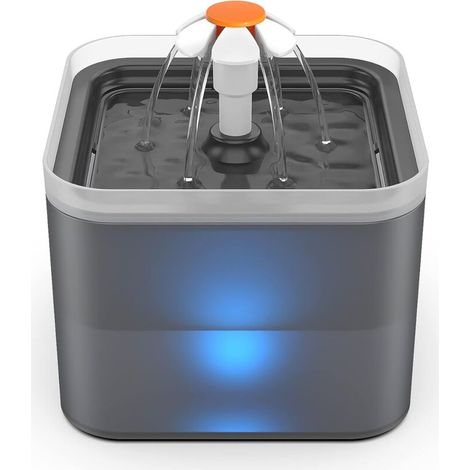 Fontaine Chat, Abreuvoir Automatique pour Chats et Chiens, Fontaine à Eau Ultra Silencieuse avec Filtre à Charbon Actif et Pompe à Eau, 2 L, Gris-Fei Yu
