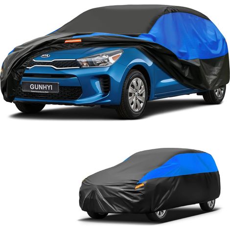 Housse de Voiture Imperméable et Respirante, Bâche pour Kia Rio, Housse de Voiture Noire et Bleue, Bâche de Garage Complète pour Protéger de la Pluie.,Convient pour Kia Rio (1/5)
