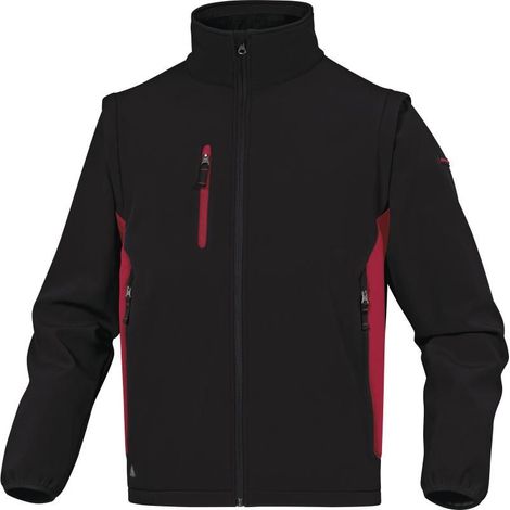 Veste de travail softshell 2 en 1 coupe-vent et imperméable avec manches amovibles - MYSEN2 Delta Plus M noir/rouge (1/2)