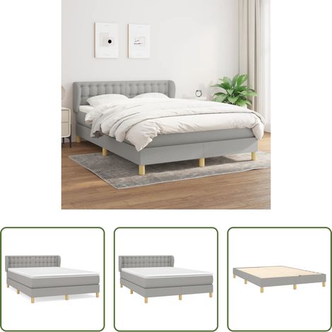 Matelas à ressorts ensachés -  Sommier à lattes de lit avec matelas Gris clair 140x190cm Tissu (1/5)