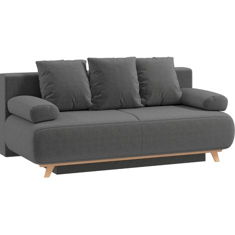 Divano letto 188 x 100 x 84 cm con contenitore, schienale regolabile, grigio HAVRYA (1/5)