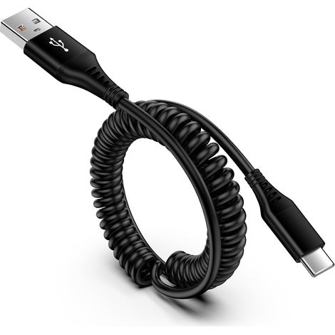 Câble USB C Spiralé, [0.4M-1.8M] Cable Chargeur Samsung Charge Rapide Rétractable, Câble Type C Android Auto pour Samsung Galaxy S25 Ultra S24 S23 S22 S21 A17 A16 A15 A14 A56 A55 A36, iPhone 17 16 15 (1/5)