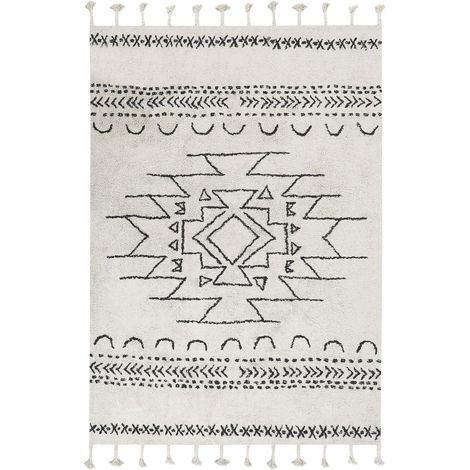 Teppich KHOURIBGA Cremeweiß 160 x 230 cm Baumwolle