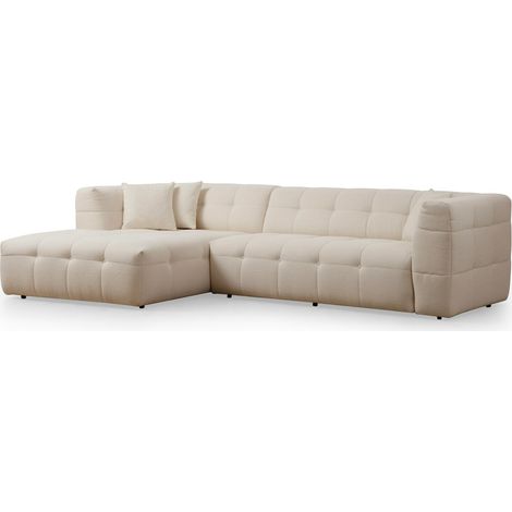 Canapé d'angle à gauche Simur Tissu bouclette Beige (1/5)