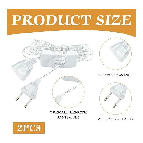 Extension Cable with Switch Cable European Plug Flat Cable for LED Light Outdoor (1/4)