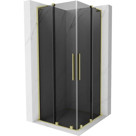 Mexen Velar L Duo Duschkabine, Schiebetür 100 x 100 cm, grafit, gebürstetes Gold - 871-100-100-02-43-55 (1/5)
