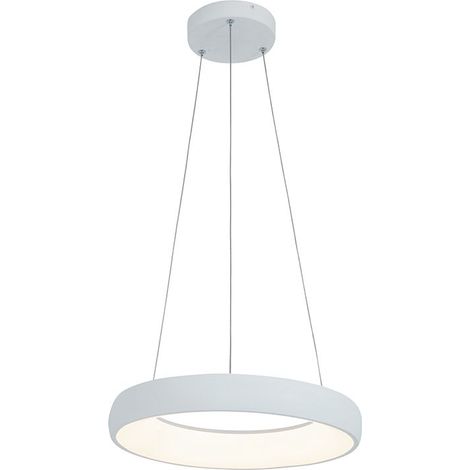 Suspension Luminaire LED D400 30W Blanc Sablé ZAMBELIS - Blanc chaud - 3000K (1/2)
