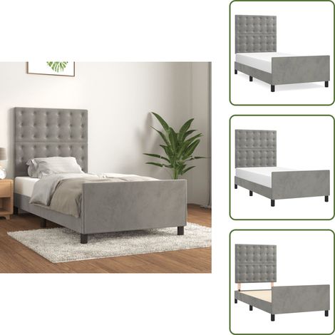Terciopelo - vidaXL Estructura de cama sin colchón terciopelo gris claro 80x200 cm - Cama con cabecero