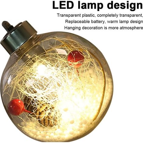 Boule de Noël LED transparente lumineuse à suspendre au sapin (1/3)