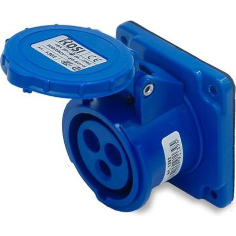 Presa industriale da incasso, 230V, 2P+T, 32A, IP54, 75x75mm - Rosi 1001311 (1/2)