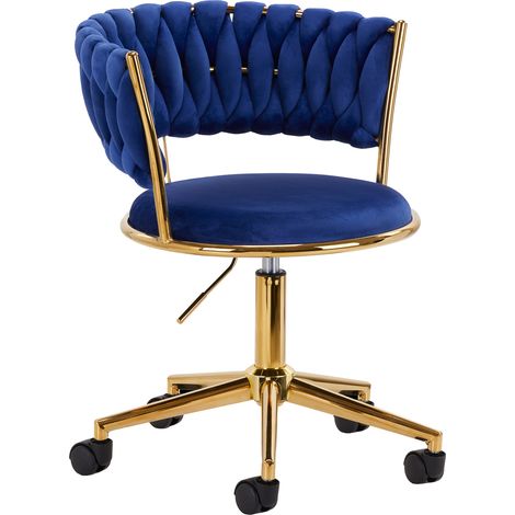 Fauteuil pivotant 4Rico QS-GW01G, velours bleu marine (1/5)