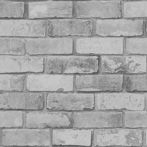 Grey Glitter Brick Effect Wallpaper Debona Textured Vinyl Sparkle (1/4)