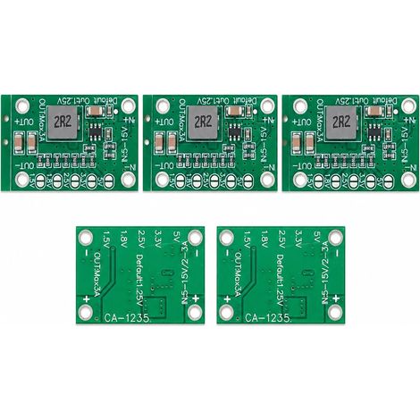 Lot de 5 Module Abaisseurs de Tension, Convertisseur Buck DC-DC 5-16V à 1.25V 1.5V 2.5V 3.3V 5V 3A Régulateur Réglable Alimentation Step Down Stable pour Projets Électroniques (1/5)