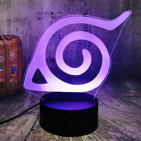 Veilleuse LED 3D Naruto Konoha, veilleuse colorée pour chambre d'enfant, lampe décorative Naruto, lampe de table tactile LED avec télécommande, cadeau idéal pour les fans d'anime.