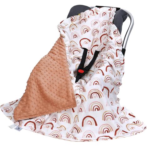 Couverture Enveloppante Bébé Poussette ou Siege Auto, Couvertures Bebe Nid d'ange Bebe pour Naissance Enfant, 90 x 90 cm (Arc-en-Ciel)