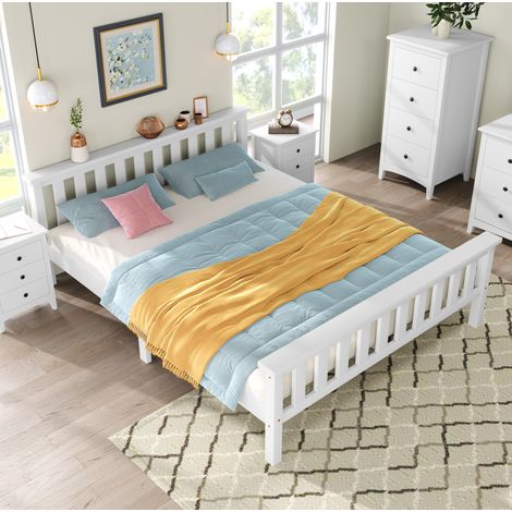 Cama matrimonio de madera maciza 140x200 cm DESVIAE (1/5)
